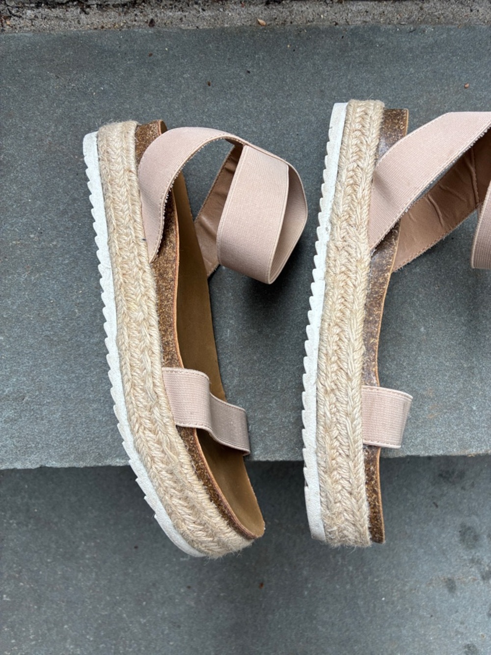 Steve Madden Light Beige Ankle Wrap Espadrille Sandals Size 5